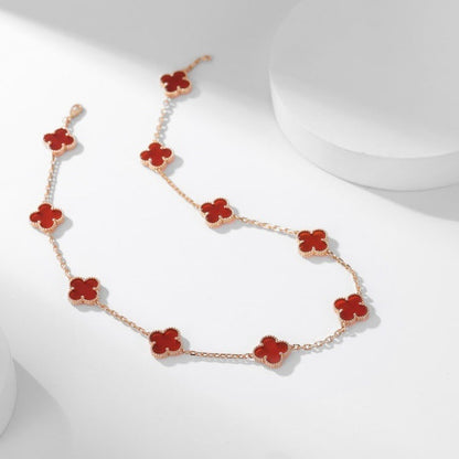 [Cadisa]CLOVER 10 MOTIFS CARNELIAN NECKLACE