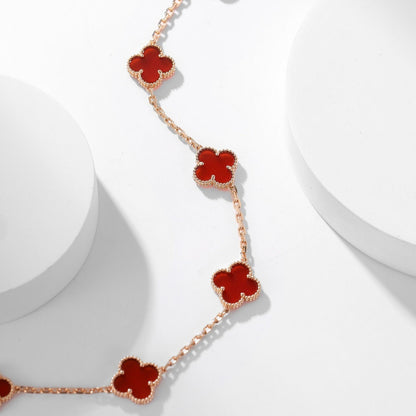[Cadisa]CLOVER 10 MOTIFS CARNELIAN NECKLACE