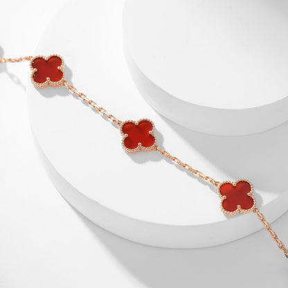 [Cadisa]CLOVER 10 MOTIFS CARNELIAN NECKLACE