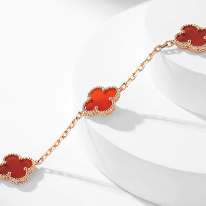 [Cadisa]CLOVER 10 MOTIFS CARNELIAN NECKLACE