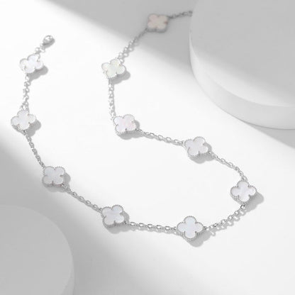 [Cadisa]CLOVER 10 MOTIFS WHITE MOTHER OF PEARL NECKLACE