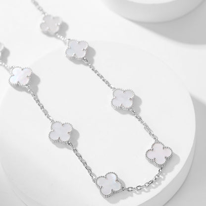 [Cadisa]CLOVER 10 MOTIFS WHITE MOTHER OF PEARL NECKLACE