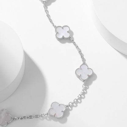 [Cadisa]CLOVER 10 MOTIFS WHITE MOTHER OF PEARL NECKLACE