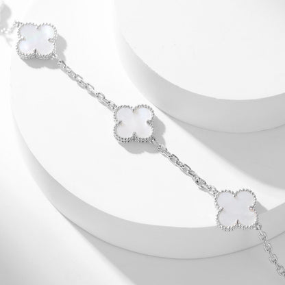 [Cadisa]CLOVER 10 MOTIFS WHITE MOTHER OF PEARL NECKLACE