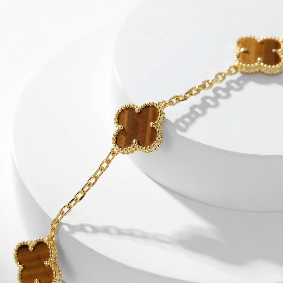 [Cadisa]CLOVER 10 MOTIFS TIGER EYE NECKLACE