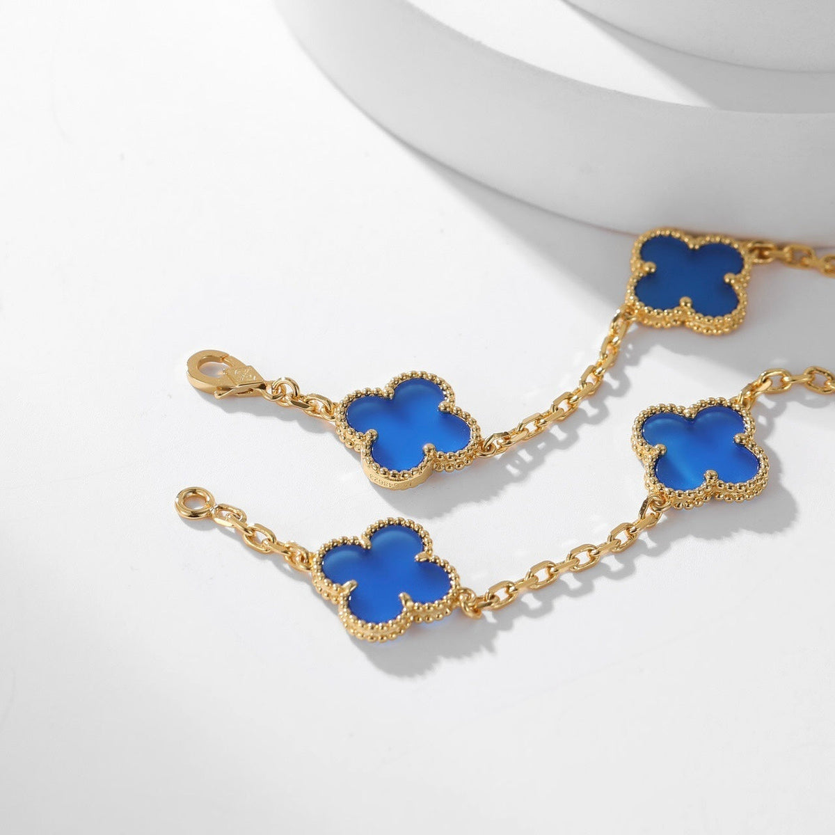 [Cadisa]CLOVER 10 MOTIFS BLUE AGATE NECKLACE