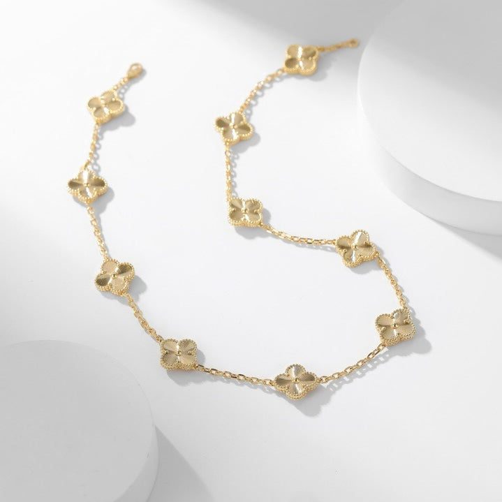 [Cadisa]CLOVER 10 MOTIFS LASER NECKLACE