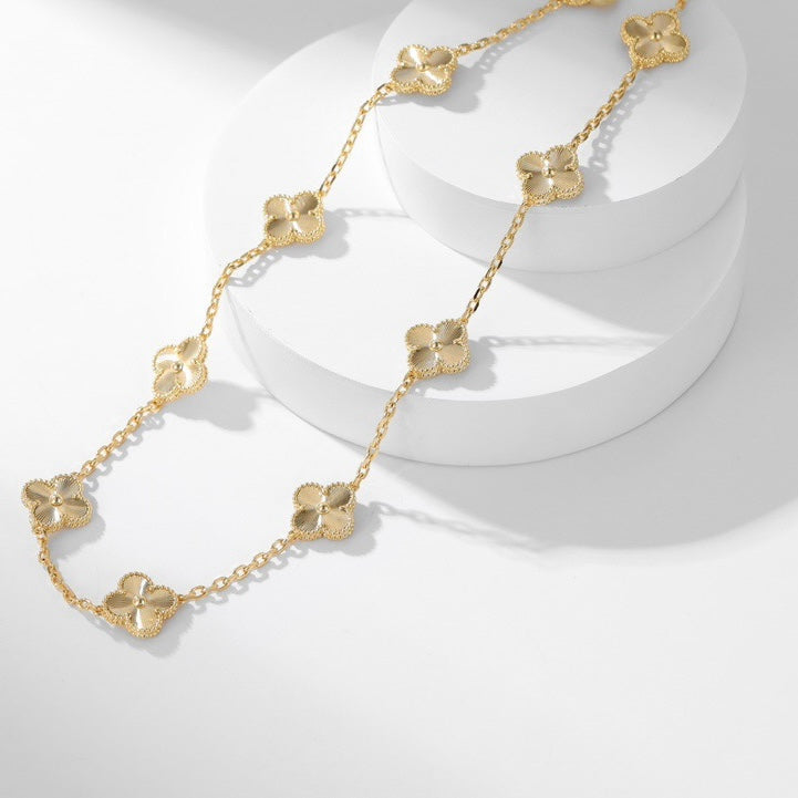 [Cadisa]CLOVER 10 MOTIFS LASER NECKLACE