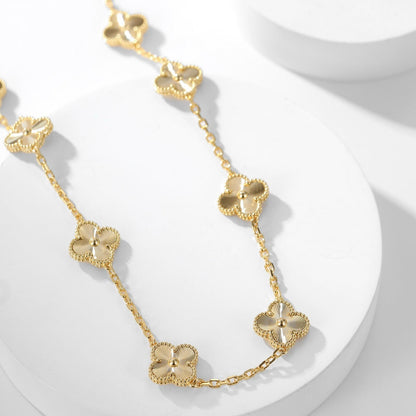 [Cadisa]CLOVER 10 MOTIFS LASER NECKLACE