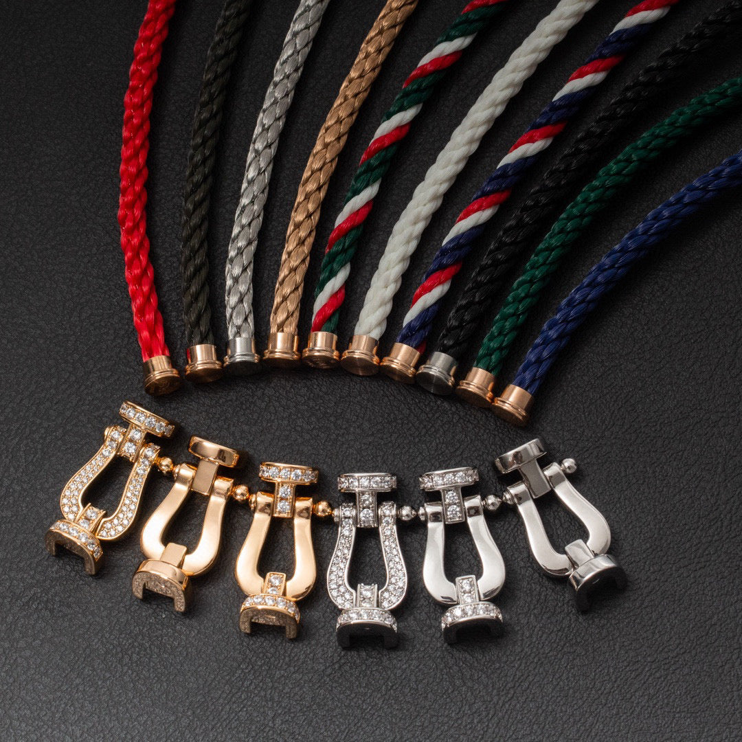 [Cadisa]FORCE LARGE HORSESHOE HALF DIAMOND BRACELET SILVER