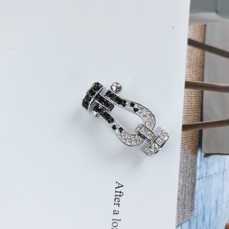 [Cadisa]FORCE LARGE HORSESHOE BLACK WHITE DIAMOND BRACELET ROSE GOLD
