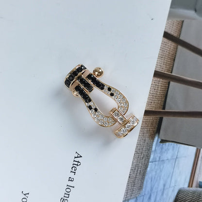 [Cadisa]FORCE LARGE HORSESHOE BLACK WHITE DIAMOND BRACELET ROSE GOLD