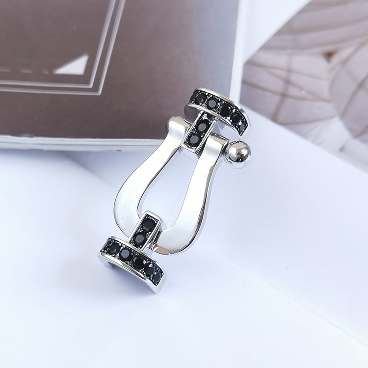 [Cadisa]FORCE LARGE HORSESHOE BLACK DIAMOND BRACELET SILVER
