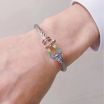 [Cadisa]FORCE LARGE HORSESHOE  COLORED DIAMOND BRACELET ROSE GOLD