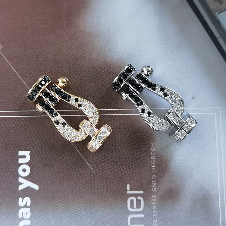 [Cadisa]FORCE LARGE HORSESHOE BLACK WHITE DIAMOND BRACELET ROSE GOLD