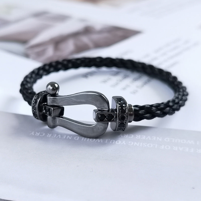 [Cadisa]FORCE LARGE SERIES HORSESHOE BLACK SAMURAI BRACELET