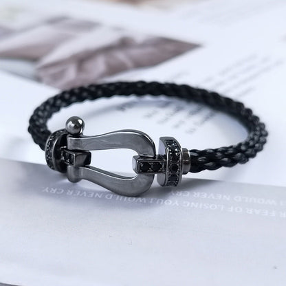 [Cadisa]FORCE LARGE SERIES HORSESHOE BLACK SAMURAI BRACELET