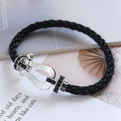 [Cadisa]FORCE LARGE HORSESHOE BLACK DIAMOND BRACELET SILVER