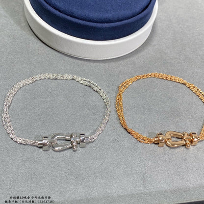 [Cadisa]FORCE SMALL HORSESHOE  DIAMOND CHAIN ROPE BRACELET