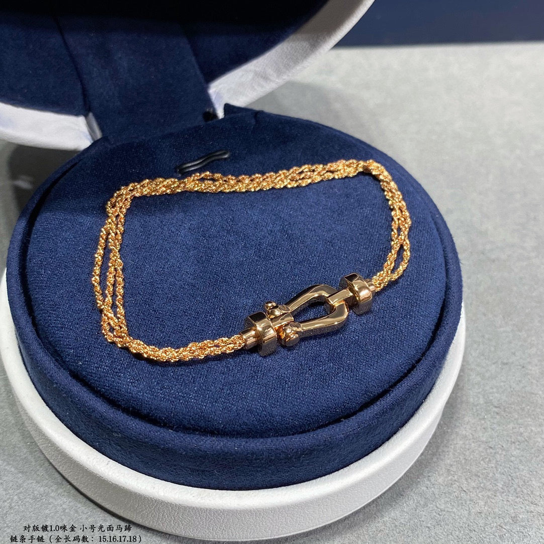 [Cadisa]FORCE SMALL HORSESHOE  DIAMOND CHAIN ROPE BRACELET