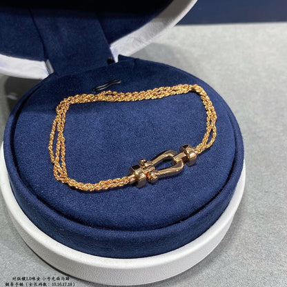 [Cadisa]FORCE SMALL HORSESHOE  DIAMOND CHAIN ROPE BRACELET