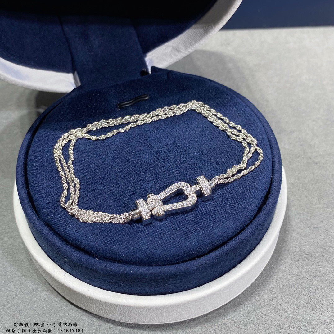 [Cadisa]FORCE SMALL HORSESHOE  DIAMOND CHAIN ROPE BRACELET