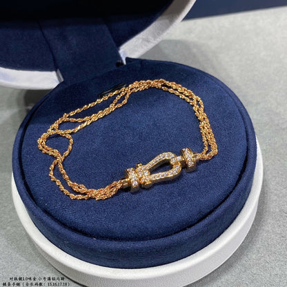 [Cadisa]FORCE SMALL HORSESHOE  DIAMOND CHAIN ROPE BRACELET