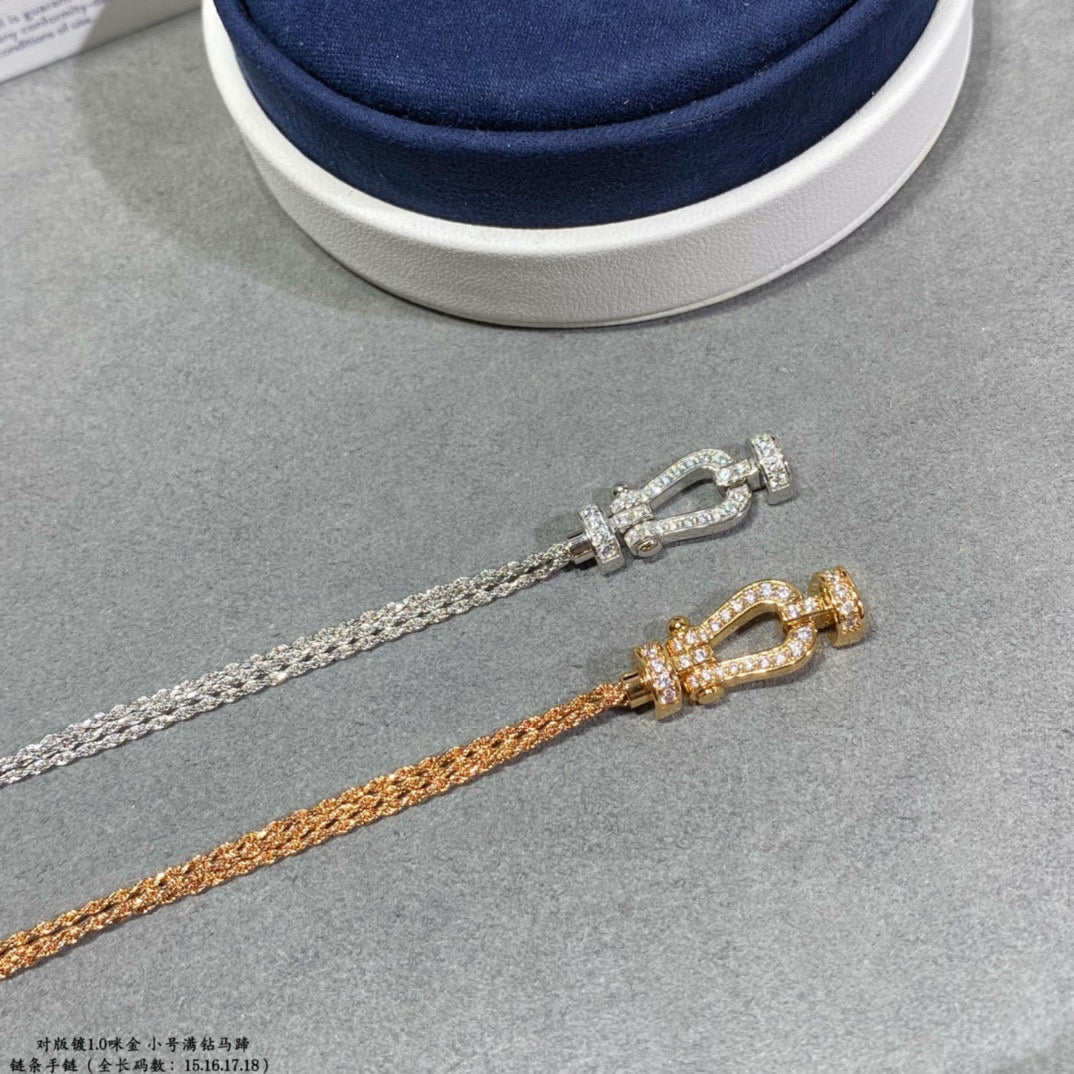 [Cadisa]FORCE SMALL HORSESHOE  DIAMOND CHAIN ROPE BRACELET