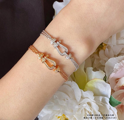 [Cadisa]FORCE SMALL HORSESHOE  DIAMOND CHAIN ROPE BRACELET