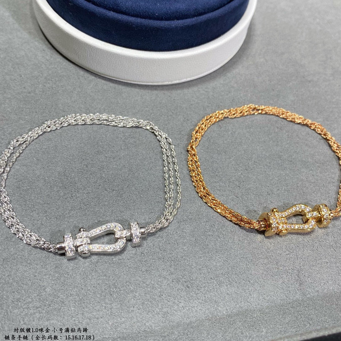 [Cadisa]FORCE SMALL HORSESHOE  DIAMOND CHAIN ROPE BRACELET