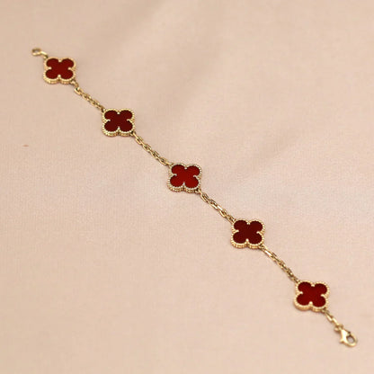 [Cadisa] CLOVER 5 MOTIF RED CORNELIAN BRACELET COLLECTION