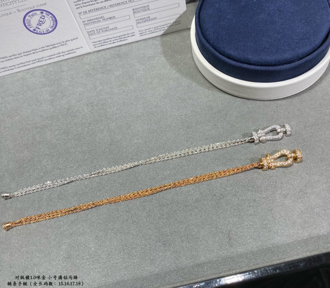 [Cadisa]FORCE SMALL HORSESHOE  DIAMOND CHAIN ROPE BRACELET