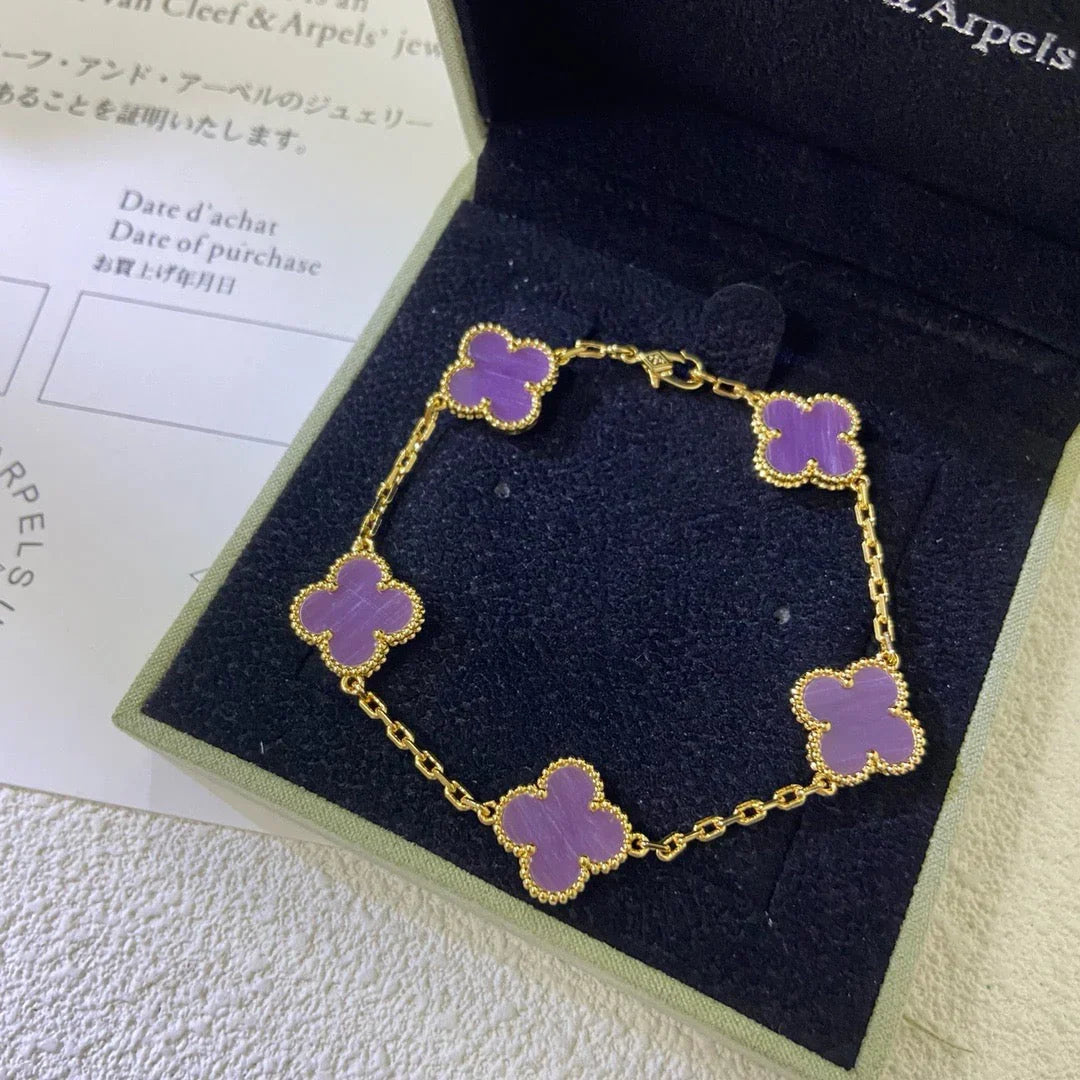[Cadisa] CLOVER 5 MOTIF VIOLET BRACELET COLLECTION