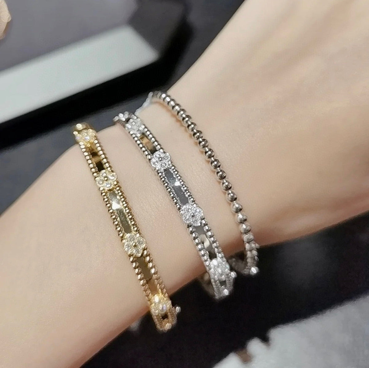 [Cadisa]CLOVER BRACELET 4MM DIAMONDS