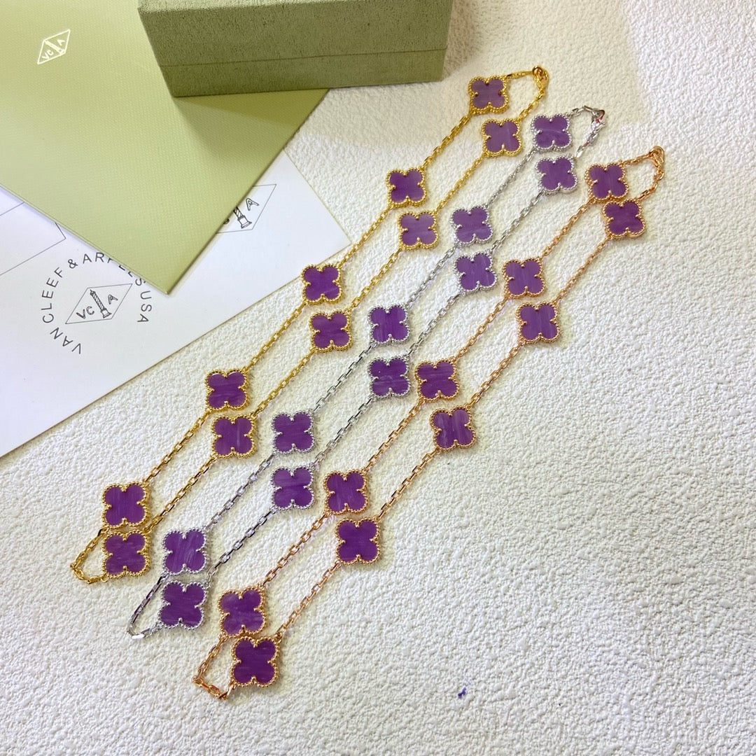 [Cadisa]CLOVER 10 MOTIFS  PURPLE VIOLET  NECKLACE