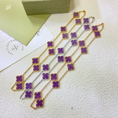 [Cadisa]CLOVER 10 MOTIFS  PURPLE VIOLET  NECKLACE