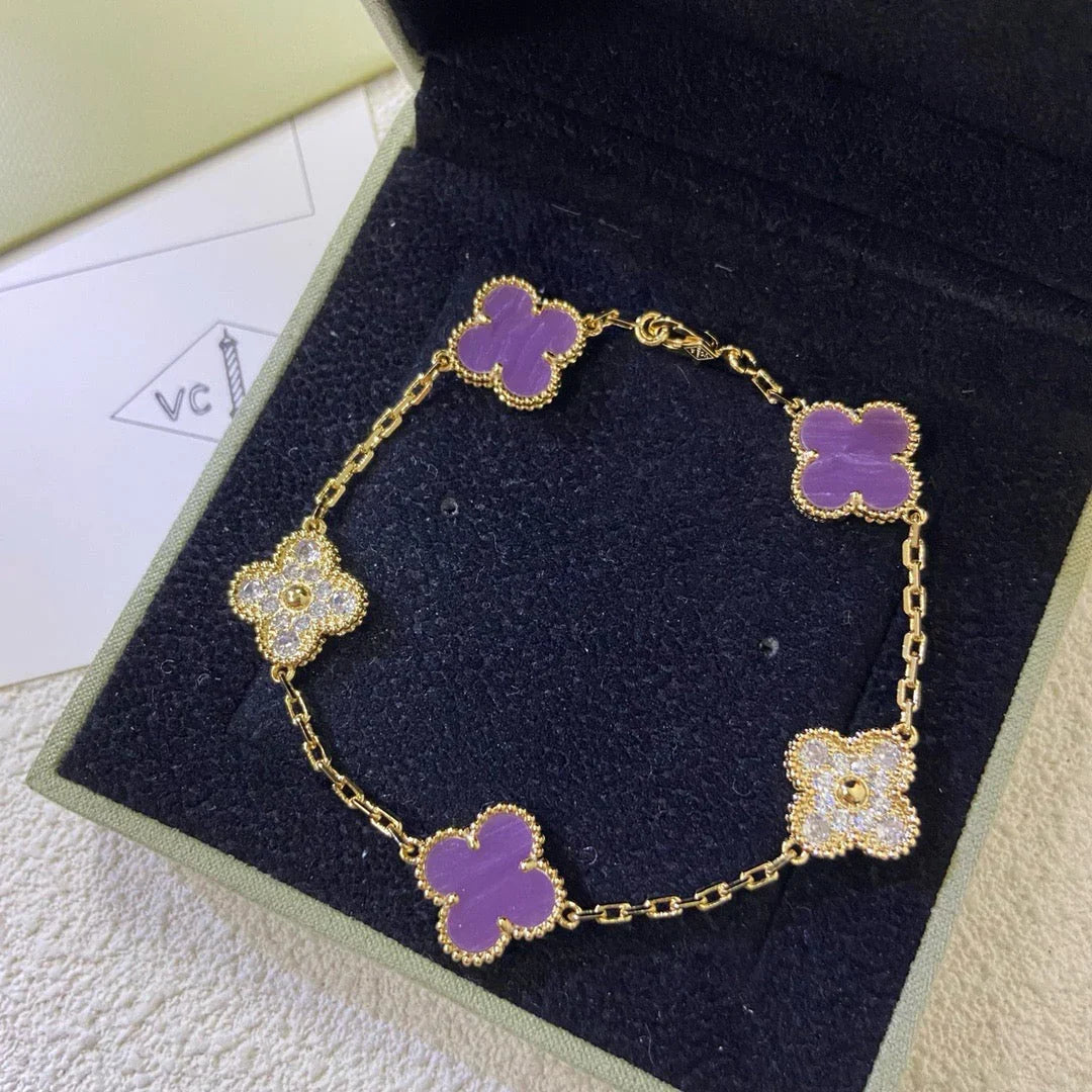 [Cadisa] CLOVER 5 MOTIF VIOLET BRACELET COLLECTION