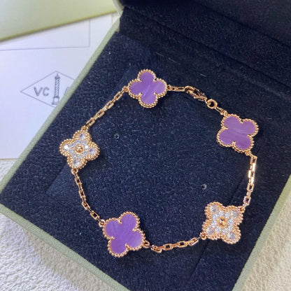 [Cadisa] CLOVER 5 MOTIF VIOLET BRACELET COLLECTION