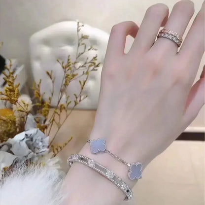 [Cadisa] CLOVER 5 MOTIF PURPLE CHALCEDONY BRACELET COLLECTION