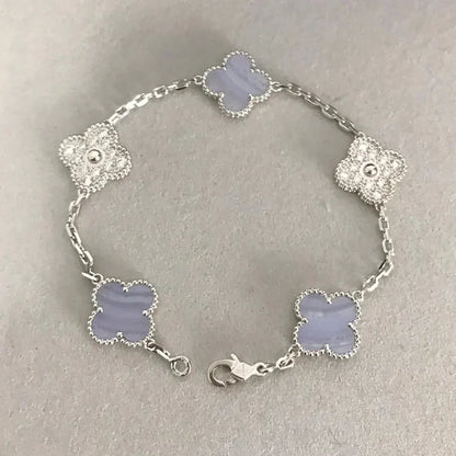 [Cadisa] CLOVER 5 MOTIF PURPLE CHALCEDONY BRACELET COLLECTION