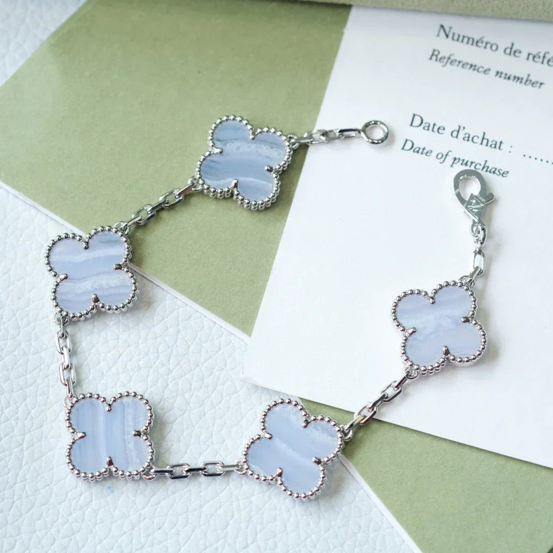 [Cadisa] CLOVER 5 MOTIF PURPLE CHALCEDONY BRACELET COLLECTION