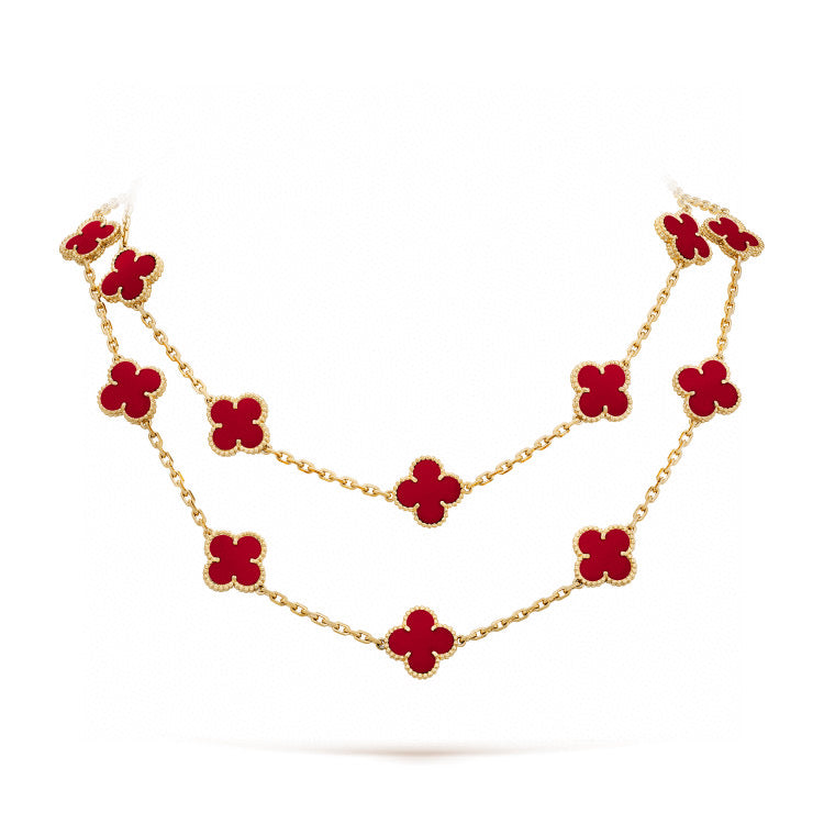 [Cadisa]CLOVER 20 MOTIFS CARNELIAN NECKLACE