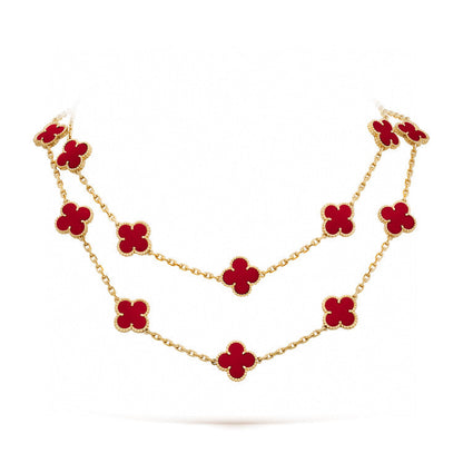 [Cadisa]CLOVER 20 MOTIFS CARNELIAN NECKLACE