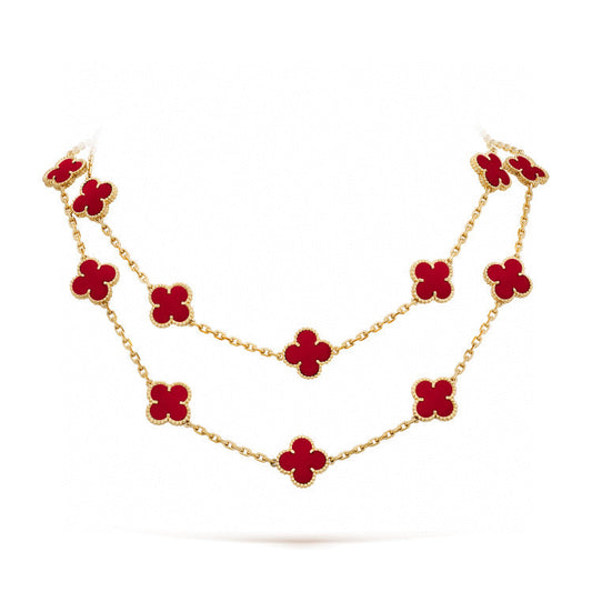 [Cadisa]CLOVER 20 MOTIFS CARNELIAN NECKLACE
