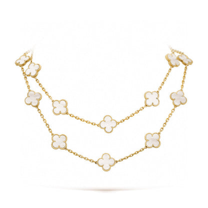 [Cadisa]CLOVER 20 MOTIFS WHITE MOP NECKLACE