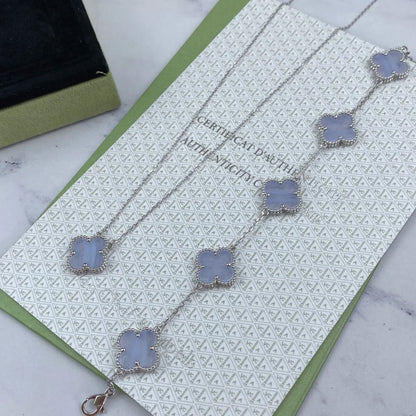 [Cadisa] CLOVER 5 MOTIF PURPLE CHALCEDONY BRACELET COLLECTION