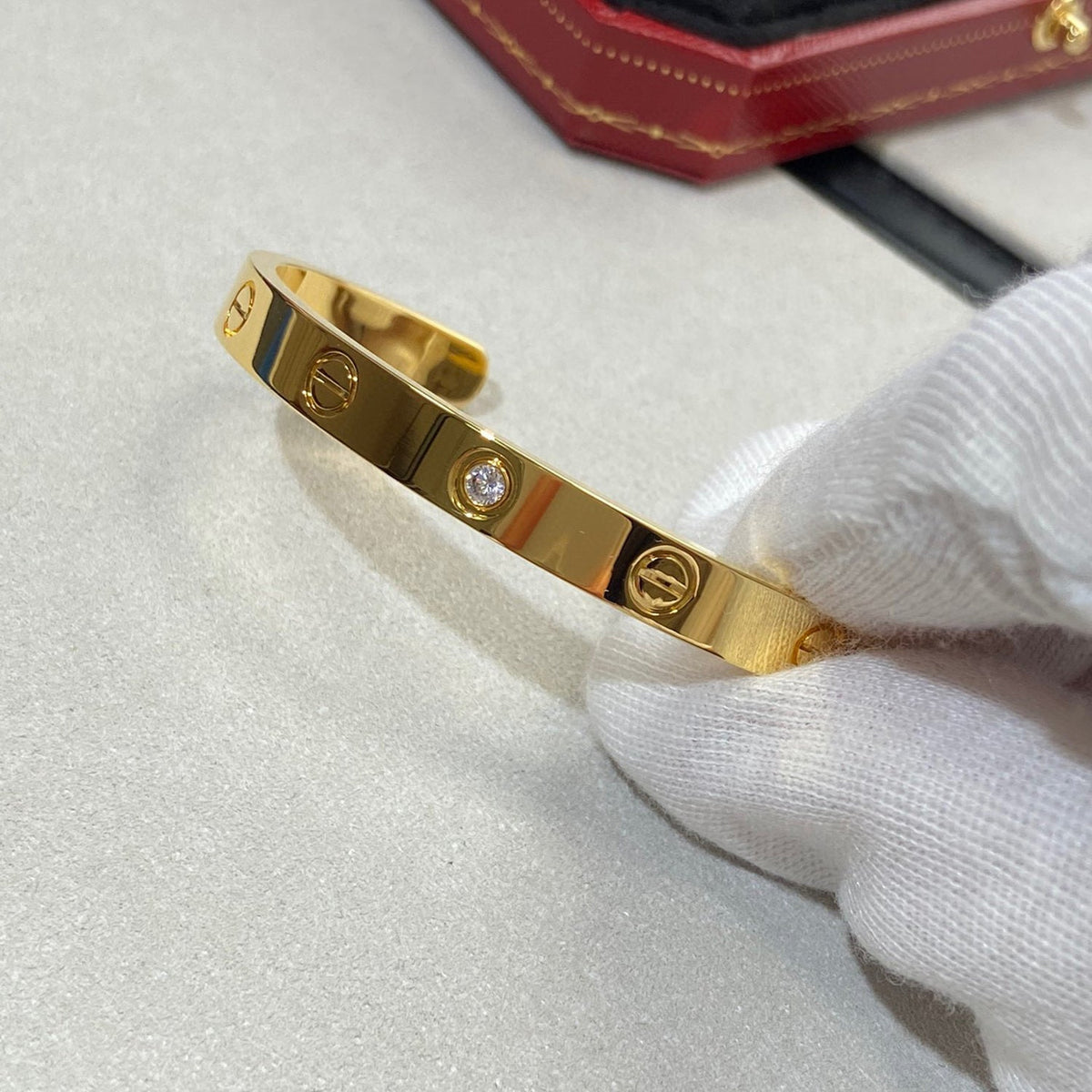 [Cadisa] LOVE BRACELET 6.1MM 1 DIAMOND OPEN CUFF