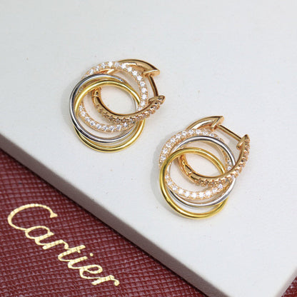 [Cadisa] TRINITY HALF DIAMOND  EARRINGS
