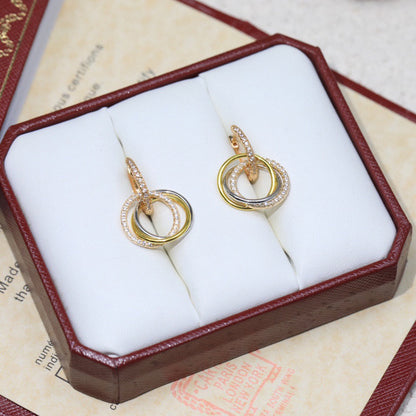 [Cadisa] TRINITY HALF DIAMOND  EARRINGS