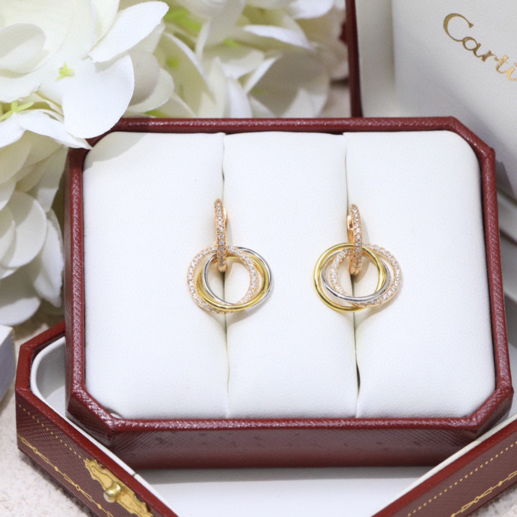[Cadisa] TRINITY HALF DIAMOND  EARRINGS